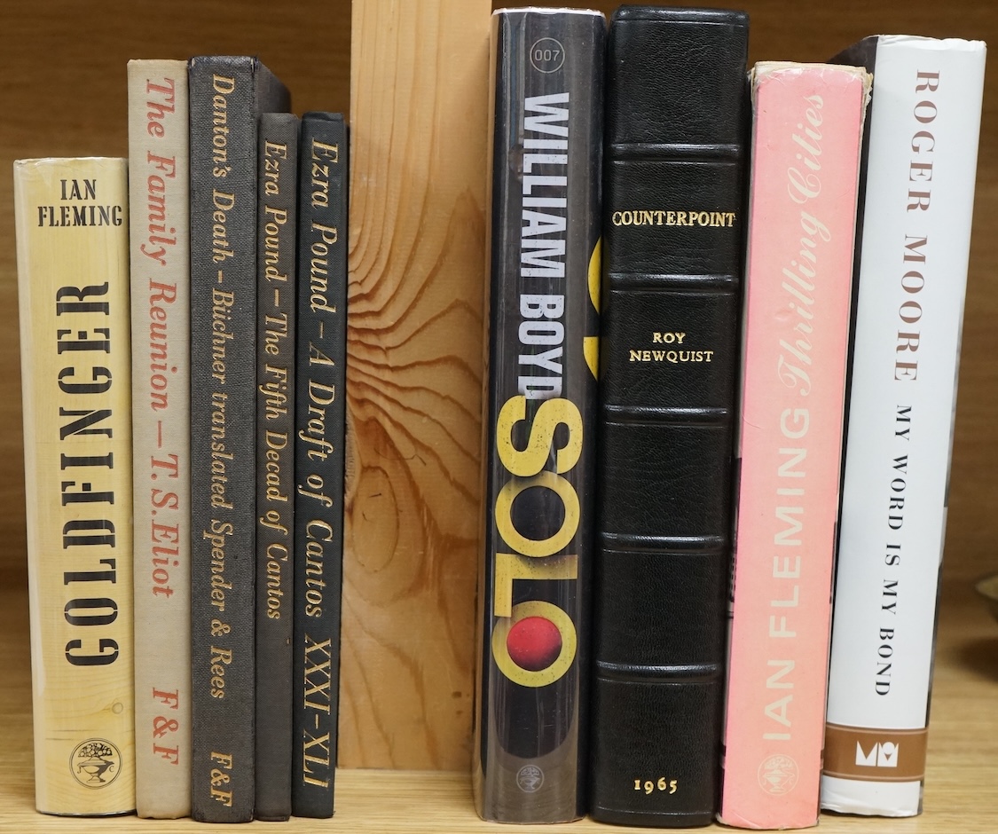 Boyd, William - Solo. 1st edition. half title; publisher's pictorial boards, d/wrapper. 2008; Fleming, Ian - Goldfinger. publisher's gilt and blind pictorial cloth and d/wrapper. reprinted, 1970; sold with some others